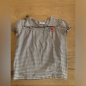 Hanna Andersson Striped Smocking Embroidery Short Sleeve Tee Shirt Girls 8 Pre‎